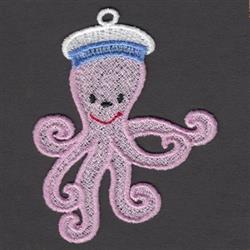 FSL octopus with a sailor hat and cheerful smile, featuring vibrant pink color and swirling tentacles.
