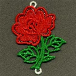 FSL red rose with intricate petal detailing and lush green leaves, perfect for vibrant floral decor.
