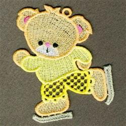 FSL Skating Bear - 4x4 bear detailed machine embroidery design for cute baby onesies