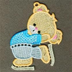detailed winter bear machine embroidery pattern - FSL Skating Bear for reusable tote bags
