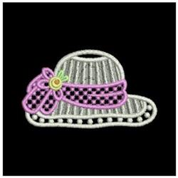 FSL striped hat featuring a vibrant pink ribbon and small yellow flower, stylishly designed for fun projects.