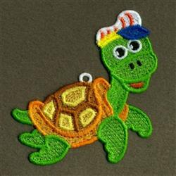 FSL turtle character in vibrant green with a colorful cap, large eyes, and detailed shell patterns.