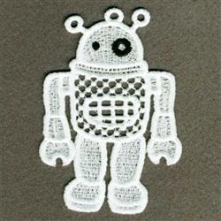 FSL White Robot - 4x4 robot detailed machine embroidery design for Kids Backpacks