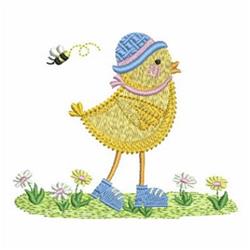 Funky Chick & Bee - 4x4 bee detailed machine embroidery design for reusable tote bags