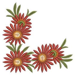 Gerbera Daisy Corner - 4x4 daisy detailed embroidery design for kitchen tea towels