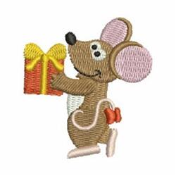beginner-friendly christmas mouse machine embroidery pattern - Gift From A Mouse for festive table runners