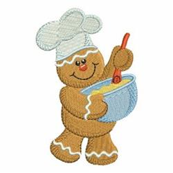 gingerbread man detailed machine embroidery - Ginger Chef for reusable tote bags