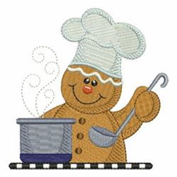 detailed gingerbread man machine embroidery pattern - Ginger Sous Chef for kitchen aprons