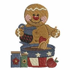 gingerbread man detailed machine embroidery - Gingerbread Man Baking for Gift Packaging