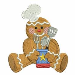 gingerbread man detailed machine embroidery - Gingerbread Man Chef for Christmas stockings