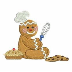 Gingerbread Man Chef - 4x4 gingerbread man beginner-friendly embroidery design for decorative pillow covers