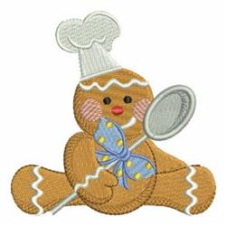 gingerbread man detailed machine embroidery - Gingerbread Man Chef for Christmas stockings