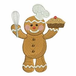 gingerbread man detailed machine embroidery - Gingerbread Man Chef for decorative pillow covers