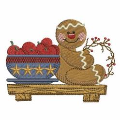 gingerbread man detailed machine embroidery - Gingerbread Man & Fruit for patchwork quilt blocks