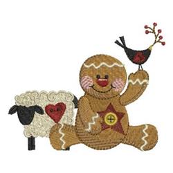 Gingerbread Man & Lamb - 4x4 gingerbread man detailed embroidery design for kitchen tea towels