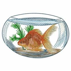 Goldfish - 4x4 goldfish detailed machine embroidery design for kitchen tea towels
