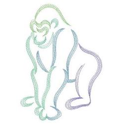 Stylized minimalistic gorilla outline in soft pastels, featuring playful linework and gentle colors.