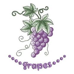 beginner-friendly leaf machine embroidery pattern - Grapes for kitchen tea towels
