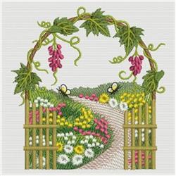 butterfly detailed machine embroidery - Grapevine Trellis for festive table runners