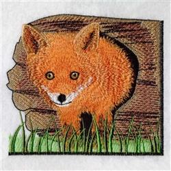 fox detailed machine digital embroidery - Hallow Log Fox perfect for reusable tote bags