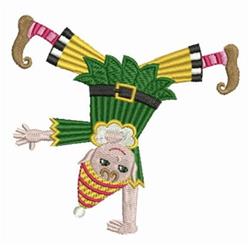 Handstand Elf - 4x4 Christmas elf detailed embroidery design for Christmas stockings