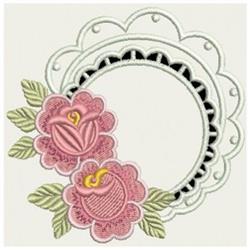 Heirloom Cutwork Circle - 4x4 rose detailed embroidery design for decorative pillow covers