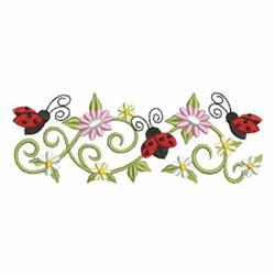 beginner-friendly border machine embroidery pattern - Heirloom Ladybug Border for reusable tote bags
