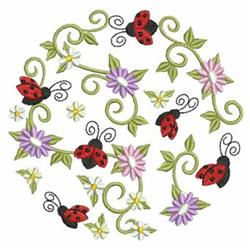 Heirloom Ladybug Circle - 4x4 circle detailed embroidery design for Baby Bibs