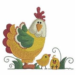 bird detailed machine digital embroidery - Hen & Chicks perfect for reusable tote bags
