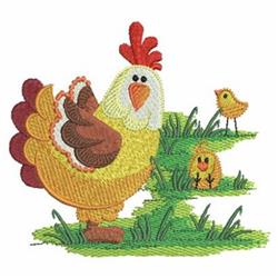Hen & Chicks - 4x4 bird detailed machine embroidery design for decorative pillow covers