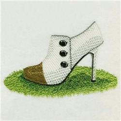 beginner-friendly boot machine embroidery pattern - High Heeled Boot for kitchen aprons