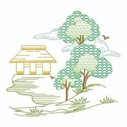 House & Trees - 4x4 tree beginner-friendly embroidery design for decorative pillow covers