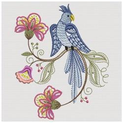 bird detailed machine digital embroidery - Jacobean Bird perfect for kitchen aprons