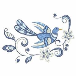 beginner-friendly bird machine embroidery pattern - Jacobean Bird for kitchen tea towels