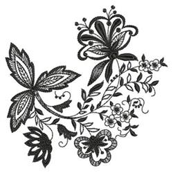 detailed leaf machine embroidery pattern - Jacobean Blackwork for festive table runners