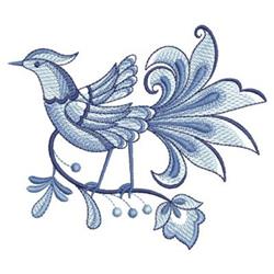 bird redwork machine embroidery - Jacobean Bluework Bird perfect for kitchen aprons