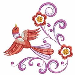 Jacobean - 4x4 bird beginner-friendly machine embroidery design for kitchen tea towels