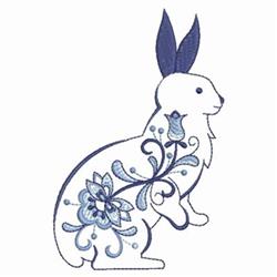 beginner-friendly bunny rabbit machine embroidery pattern - Jacobean Rabbit for decorative pillow covers