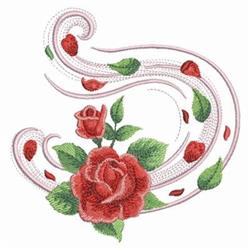 rose detailed machine digital embroidery - June Rose perfect for patchwork quilt blocks