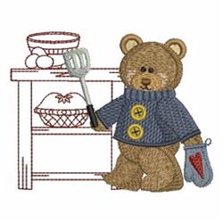 bear detailed machine embroidery - Kitchen Bear & Spatula for decorative tea towels