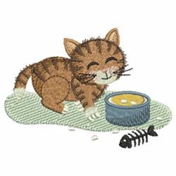 detailed kitten machine embroidery pattern - Kitten with Fishbone for Pet Accessories
