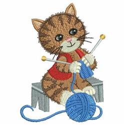 Kitten with Yarn - 4x4 kitten detailed machine embroidery design for kitchen tea towels