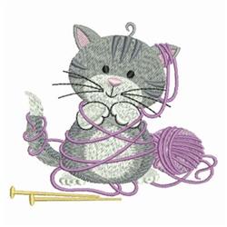 kitten detailed machine embroidery - Kitty & Yarn perfect for decorative wall hangings