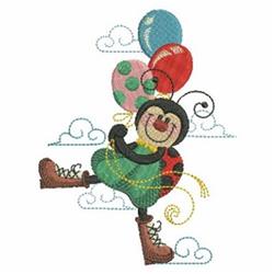 Ladybug & Balloons - 4x4 balloon beginner-friendly embroidery design for kitchen tea towels