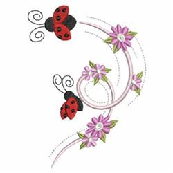beginner-friendly curl machine embroidery pattern - Ladybug Curls for reusable tote bags