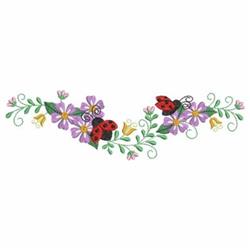 Whimsical ladybug perched on vibrant flowers, surrounded by green leaves, perfect for spring.