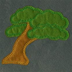 quick stitch tree applique machine embroidery pattern - Leaning Applique Tree for kitchen tea towels