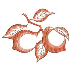 Lemons and leaves in warm orange and green tones create a simple and elegant design, perfect for kitchen towels.
