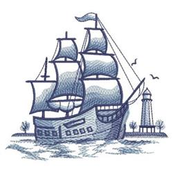 harbour detailed machine embroidery - Lighthouse Harbour for patchwork quilt blocks
