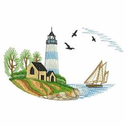 Lighthouse Scenery - 4x4 scenery beginner-friendly embroidery design for reusable tote bags